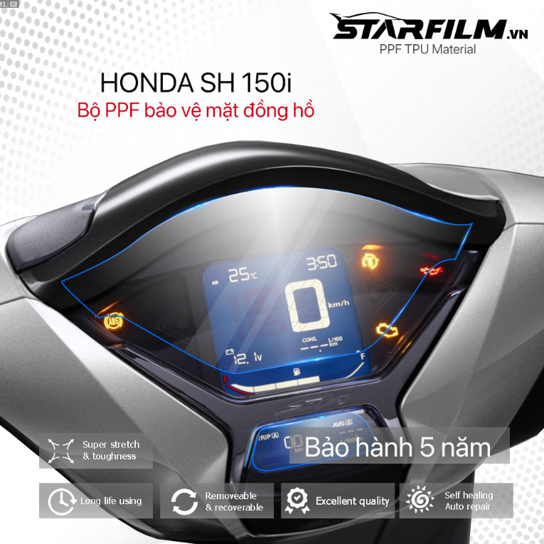 Honda SH150i 2022 PPF TPU chống xước tự hồi phục mặt đồng hồ